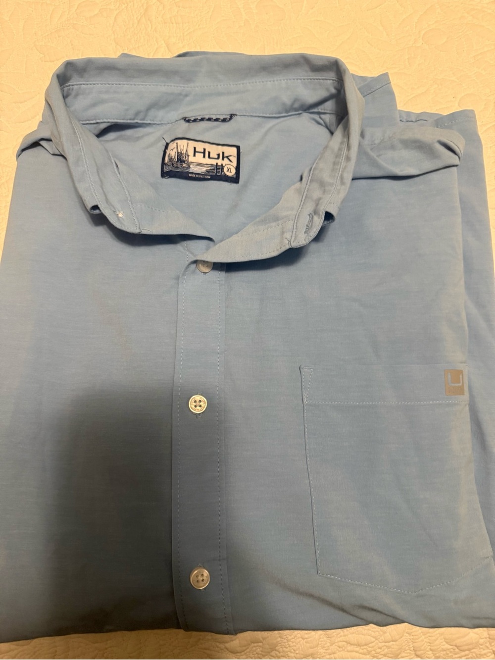 Huk Men's Sky Blue Casual Button-Down Shirt